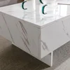41" Marble Cool Coffee Table for Living Room,Rectangular Glossy Smart Contemporary Center Table for Waiting Area 6