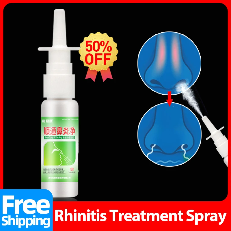 

Rhinitis Nasal Congestion Treatment Spray Sneezing Stuffy Nose Medicine Chronic Allergy Rhinitis Sinusitis Therapy Cleaner 20ml