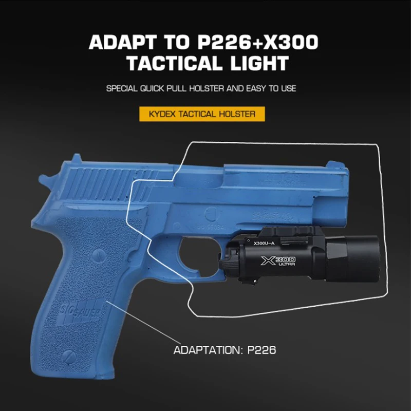 Tactical pistol holster P226+x300 3mm flashlight tactical quick draw holster Kydex hunting holster hunting accessories 4