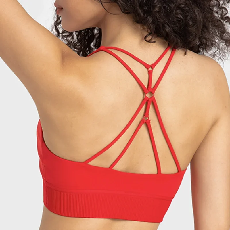 Solid Color Women Sports Bras Gathered Without Steel Ring Running Vest Fitness Front Zipper Sexy Shockproof Underwear