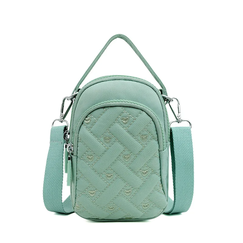

Female Plaid Waist Pack Nylon Phone Pouch with Earphone Hole Travel Waist Bag Women's Small Chest Shoulder Belt Purse Back Pack