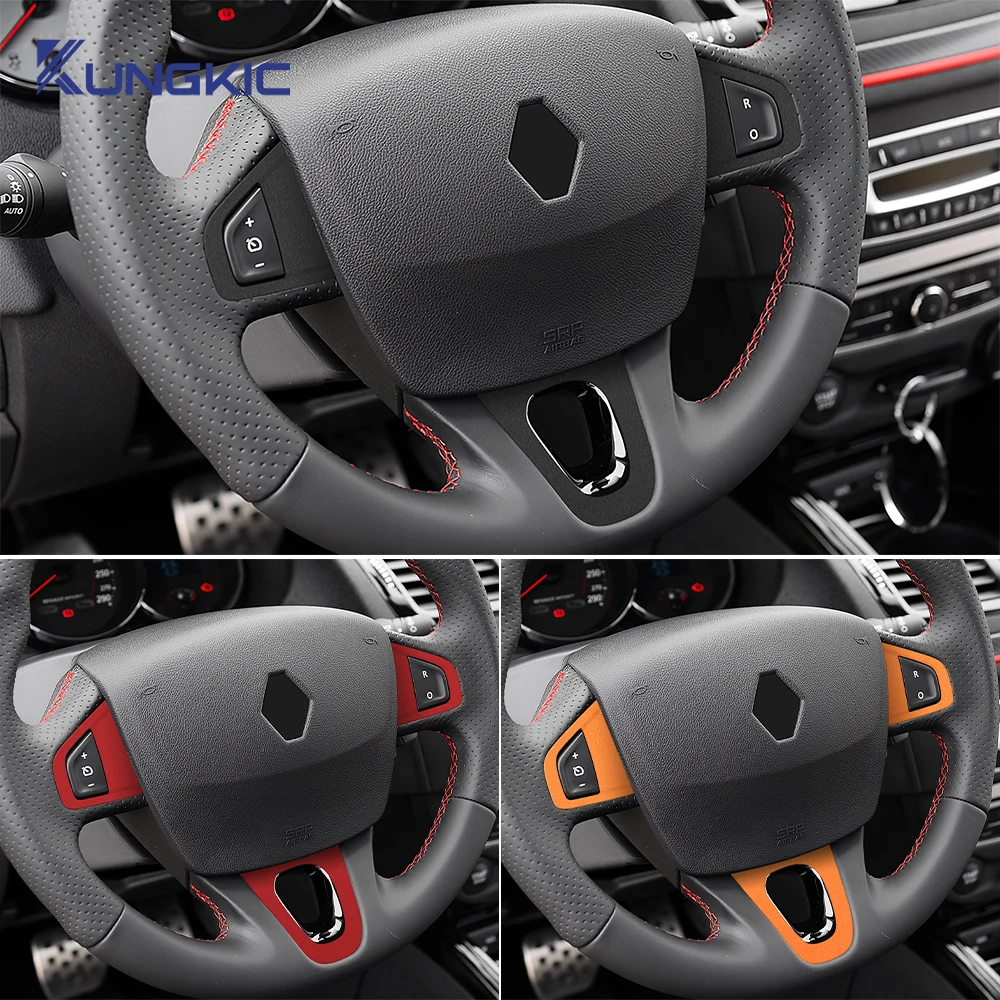 르노 플루언스 메간 3 RS 세닉 2009 2010 2011 2012 2013 2014 2015 상단 스웨이드 트림 LHD RHD 스티커 자동차 스티어링 휠