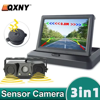 Kit Sensore di Parcheggio con Telecamera di Retromarcia Facile da Installare, Display Visibile da 4.3in/5in, Sistema Radar per Auto