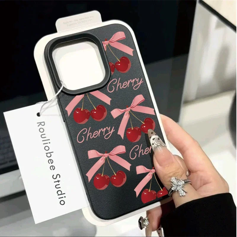 Cartoon Wine Red Cherry Lichee Pattern Phone Case