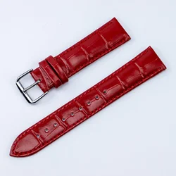 Elegant Leather Watch Strap - Soft, Comfortable, and Adjustable with Pin Buckle - 18mm (Red)