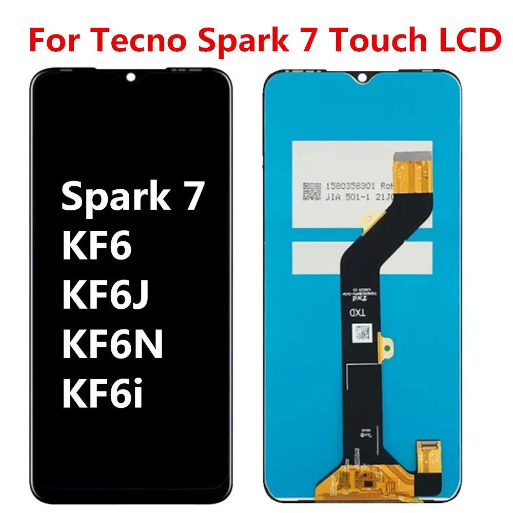 

ЖК-дисплей для Tecno Spark 7 KF6J KF6N, сенсорный экран, дигитайзер для Tecno Spark 7, ЖК-дисплей Pantalla в сборе, детали для телефона