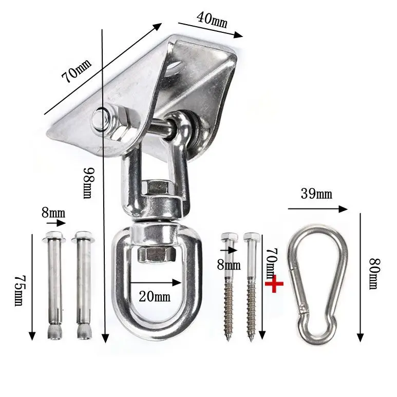 

Поворотный несущий крючок из нержавеющей стали 304, гамак, фиксированная пластина, боксерский мешок с песком, качели, фиксирующая Пряжка, аксессуары для планера