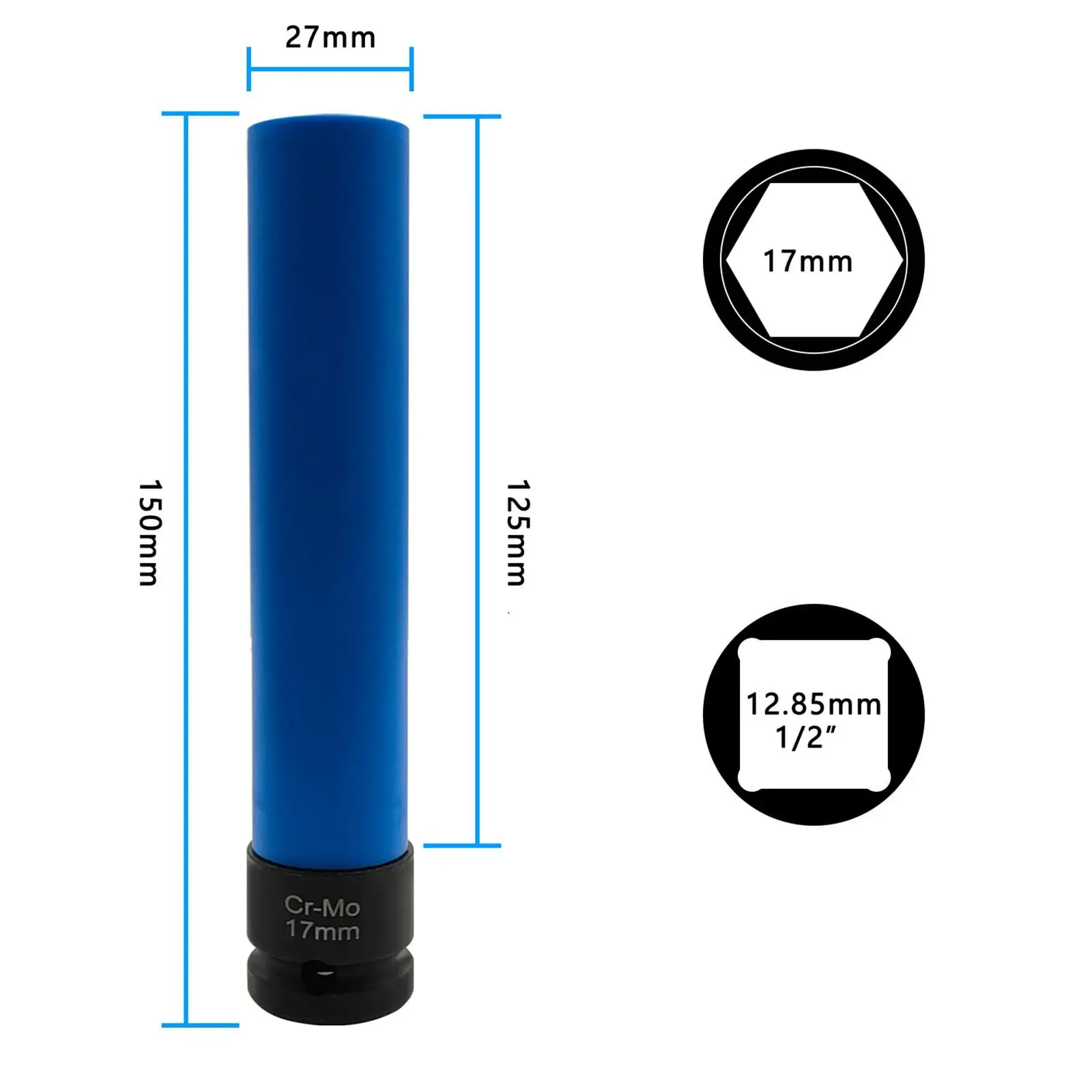 Lug Nut Socket Protective Sleeve Blue Easy to Use Replace Parts Protection Tire Tools Extra Long Thin Wall Wheel Protector