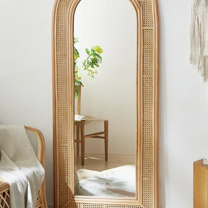 

Full body mirror, dressing mirror, cloakroom, floor to floor fitting mirror, girl bedroom, rattan weaving, women's clothing