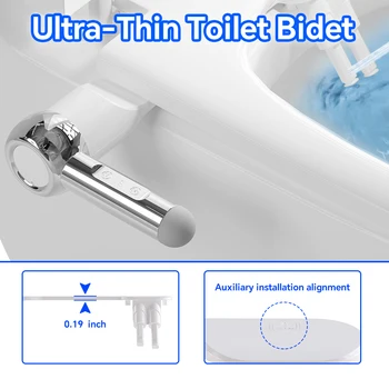 อุปกรณ์ฉีดชำระแบบพกพา หัวฉีดคู่ ไม่ใช้ไฟฟ้า สำหรับติดตั้งบนฝารองนั่งชักโครก ปรับแรงดันน้ำได้ 2 ระดับ ทำความสะอาดด้านหลังและด้านหน้า-ใช้ได้กับโถสุขภัณฑ์ส่วนใหญ่ 2