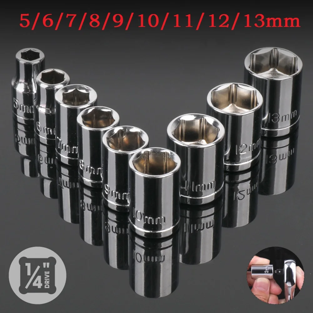 

9pcs Metric Socket Wrench Head Nut Removal Tool Set With Carbon Steel Material And Mirror Polishing For Enhanced Performance