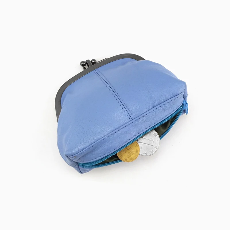 NICOLE & CO Original New Mini Genuine Leather Coin Purses Women Sheepskin Metal Hasp Zipper Small Wallets Card Change Money Bags