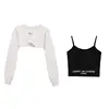 2023 Autumn Women Fashion Crop Sweatshirt Letter Sling Print Pants 1 or 3 Piece Set Lady Cool Streetwear Outfits Tops Trousers 4