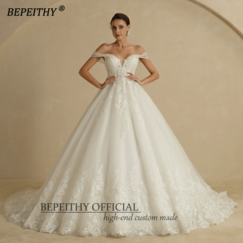 BEPEITHY Customized Princess Sweetheart Wedding Dress For Women Ivory Glitter Sleeveless 2025 Vintage Bride Bridal Ball Gown 4