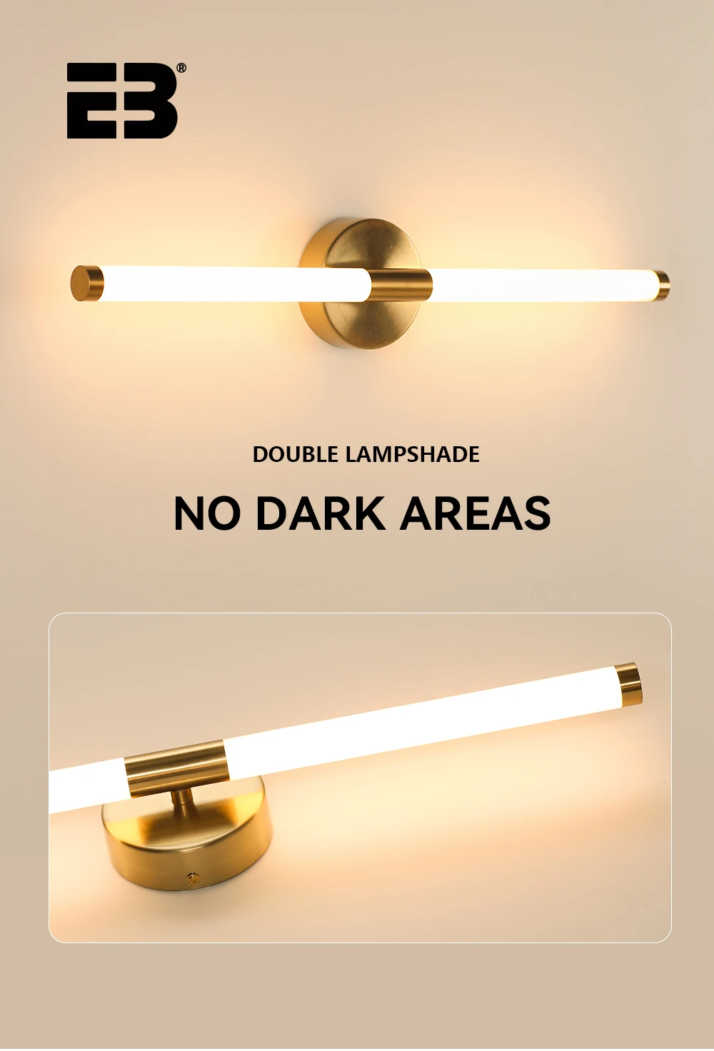 Double Lampshade Bathroom Light Wall Lamp