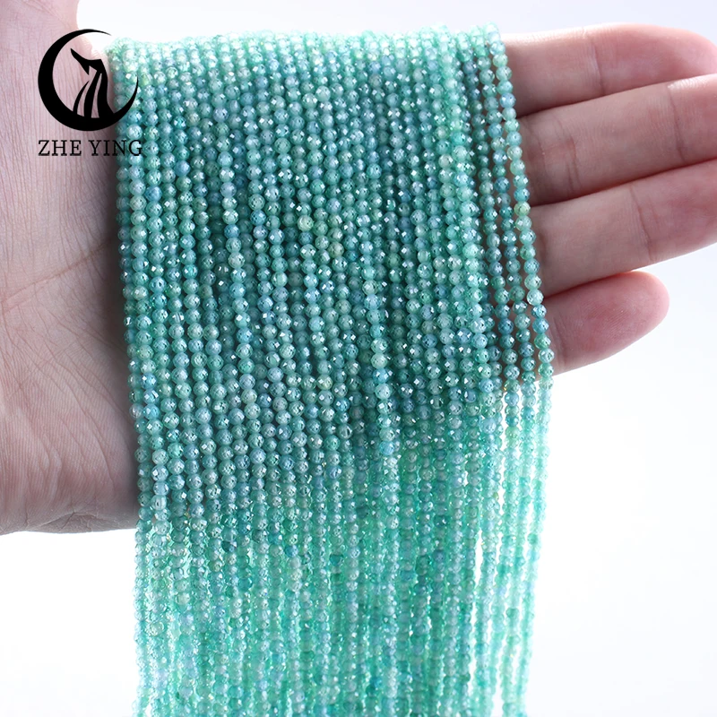 Elegant Matte Sea Blue Zircon Beads
