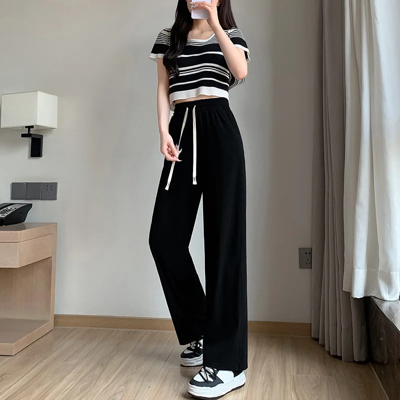 

Tencel Jeans Women's High Waist Slim and Slim Fit Straight Tube Ice Silk Wide Leg Pants