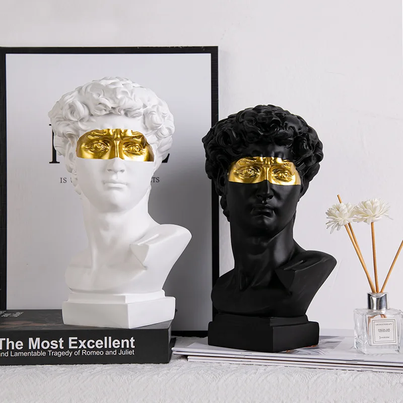 Resin-Statue David-Kopf Büste in abstrakter Kunst für stilvolle Wohnkultur