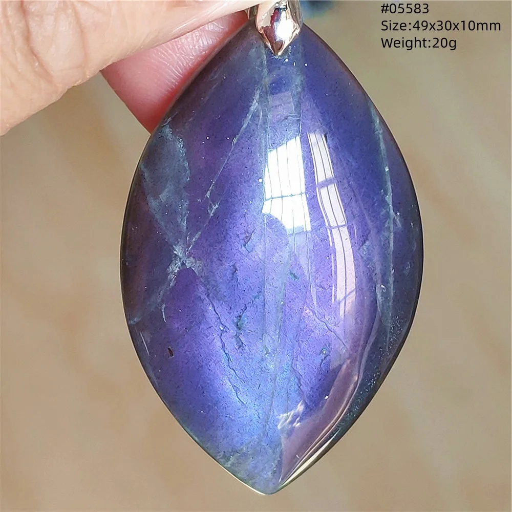 Natural Purple Light Labradorite Pendant Necklace Water Drop Crystal Flash Bead Women Men