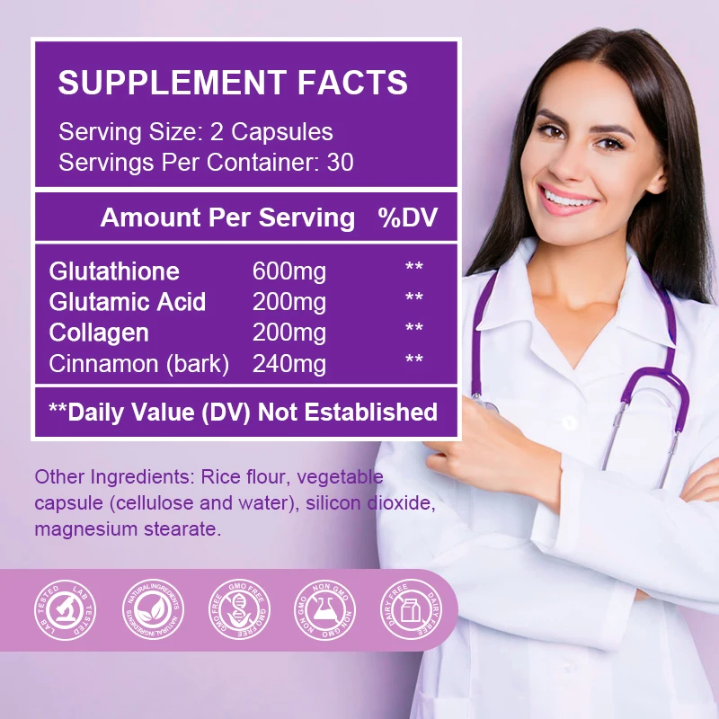 Glutathione Whitening Capsules Dark Spots & Acne Scar Remover Vegan Skin Bleaching softgels with Anti-Aging & Antioxidant Effect