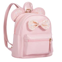 Fashionable and cute mini backpack for children with sequins, bow, mouse ear bag, small travel shoulder backpack suitable for gi 1