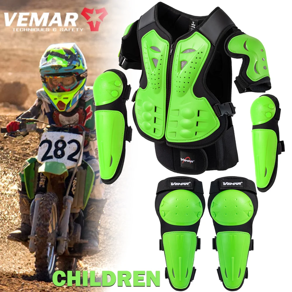 Youth Children Motocross Body Protective Gear Vest Armor ATV Dirt Bike Suits Chest Spine Knee Elbow Guard Sports Equipment