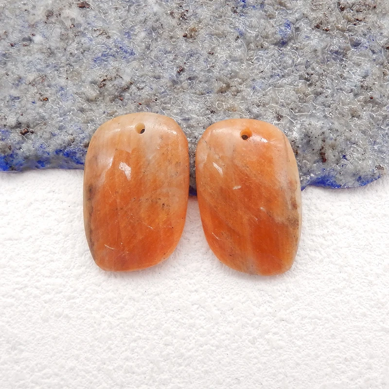 

Пара серег-кабошонов с натуральным камнем, 22x15x4 мм, 5,1 г