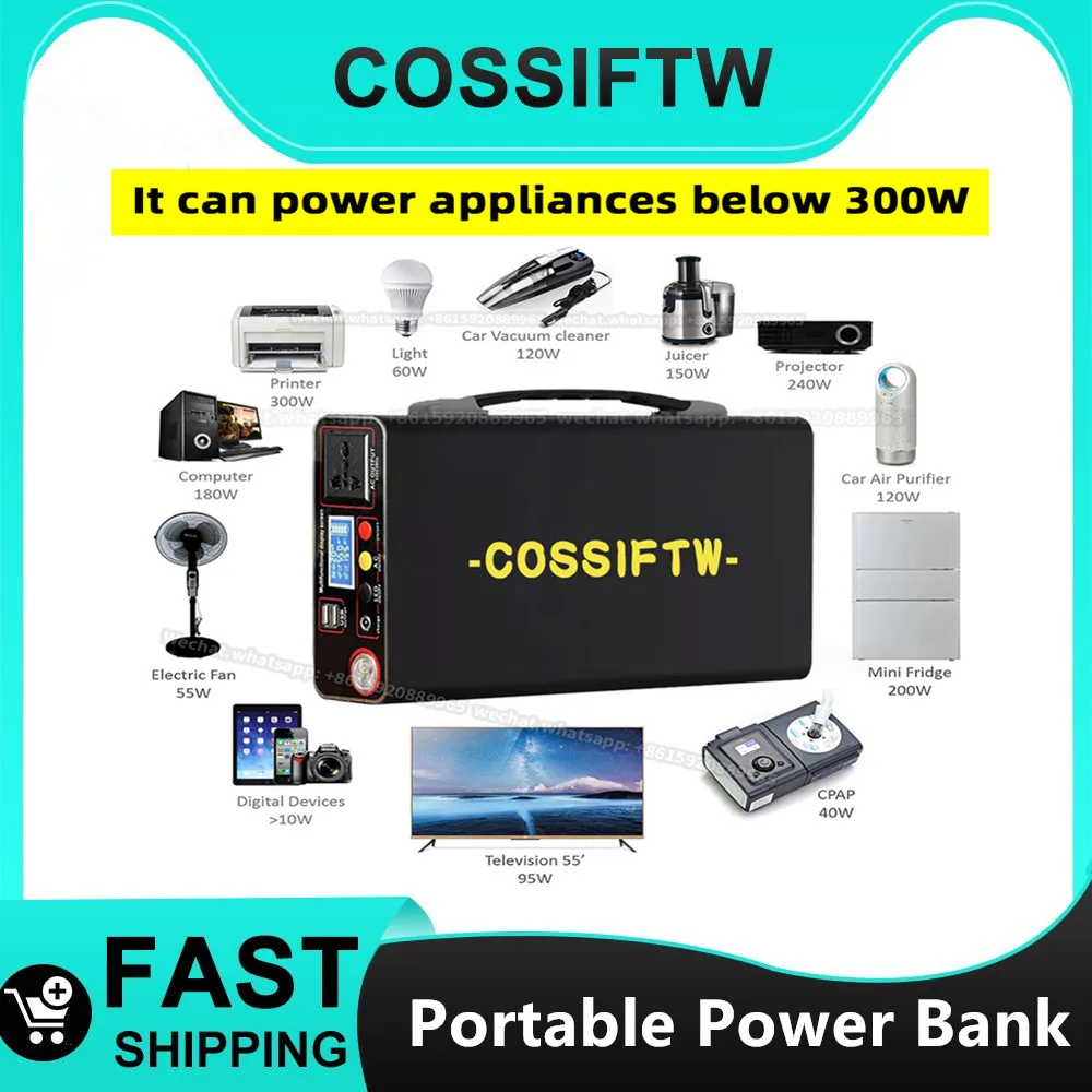 

COSSIFTW 300W Portable Power Bank 333WH 90000mAh Solar Energy Storage Power Station 220V LED Display Camping Power Supply Bank