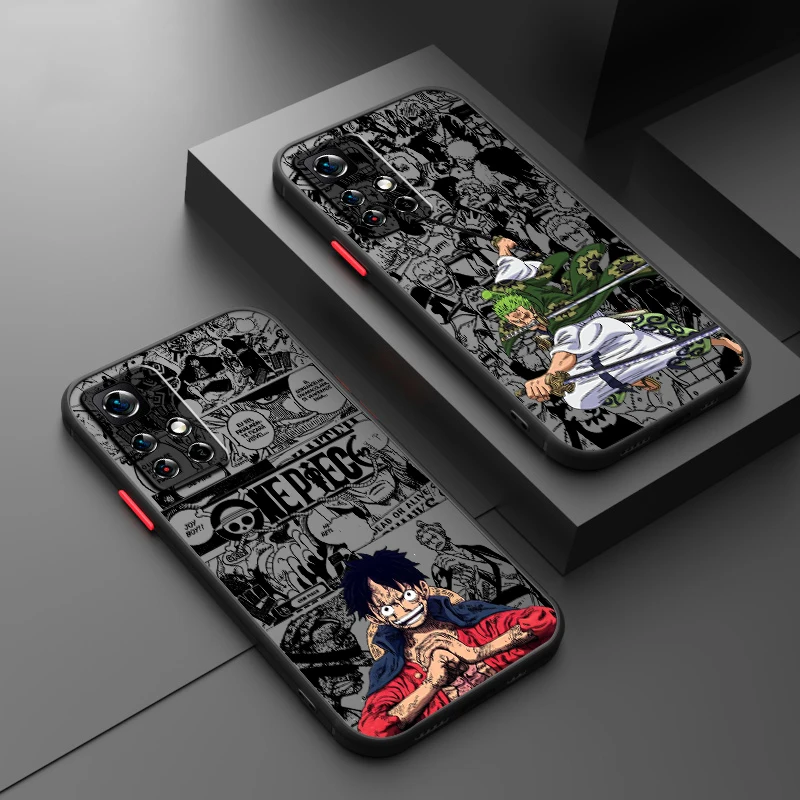 

Anime Luxury Ones Piece Frosted Translucent For Redmi Note 13 12 12S 12T 11 11T 11E 10 10S 9 Pro Plus 5G Back Phone Case