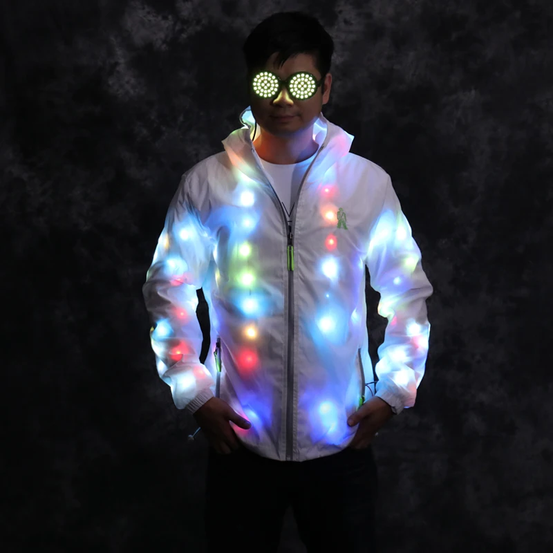 

Fluorescent Clothing Couple Coat Casual Luminous Clothes Disco Nightclub Bar Costumes Electronic Light Dancing Dress