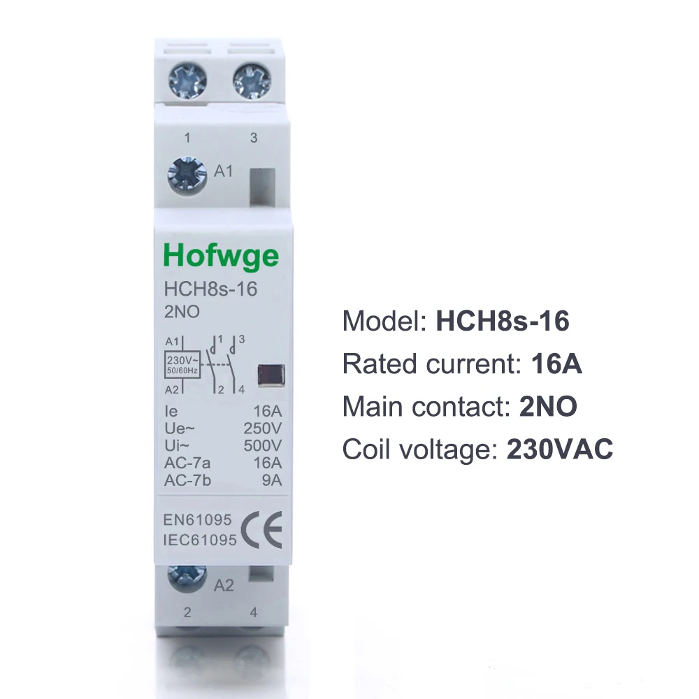 контактор HCH8s-25 Modular Contactor 2P 16A 25A 2NO or 2NC 1NO1NC 110V 220V Automatic Household Contactor Din Rail Type