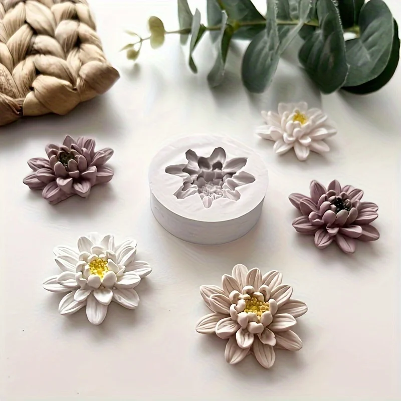 1Candle Aromatherapy、Silicone Flower Resin Casting Mold for Clay Craft and Crystal Epoxy Resin Mold-DIYHandmade Flower Design Re