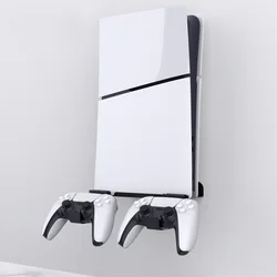 Sleek Wall - Mounted Console Stand with Dual Controller Hooks and Easy - Install Alignment Sticker (Black)