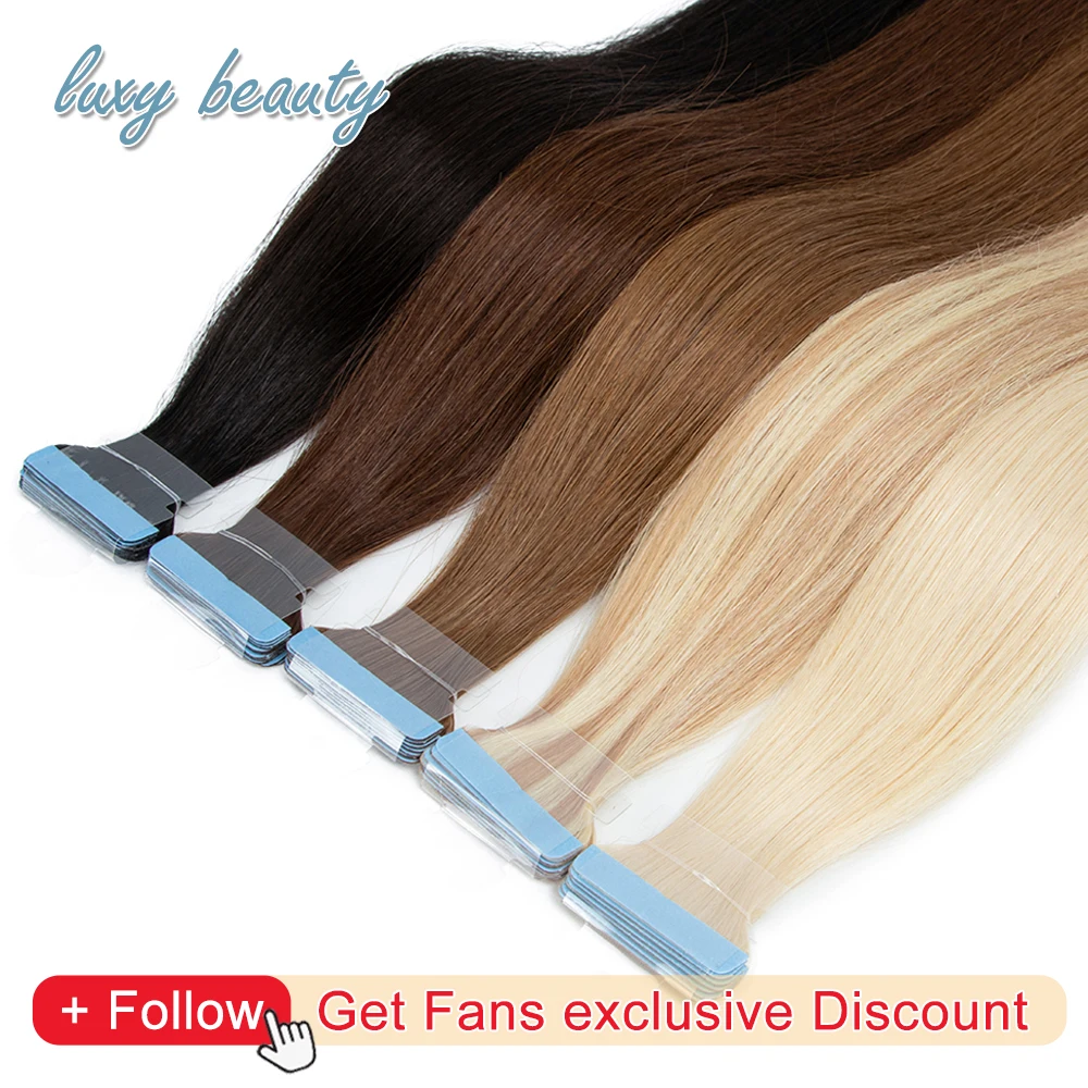 European Human Hair Tape in Hair Extensions Invisible Seamless Skin Weft Tape Natural Black Brown Blonde Cuticle Remy