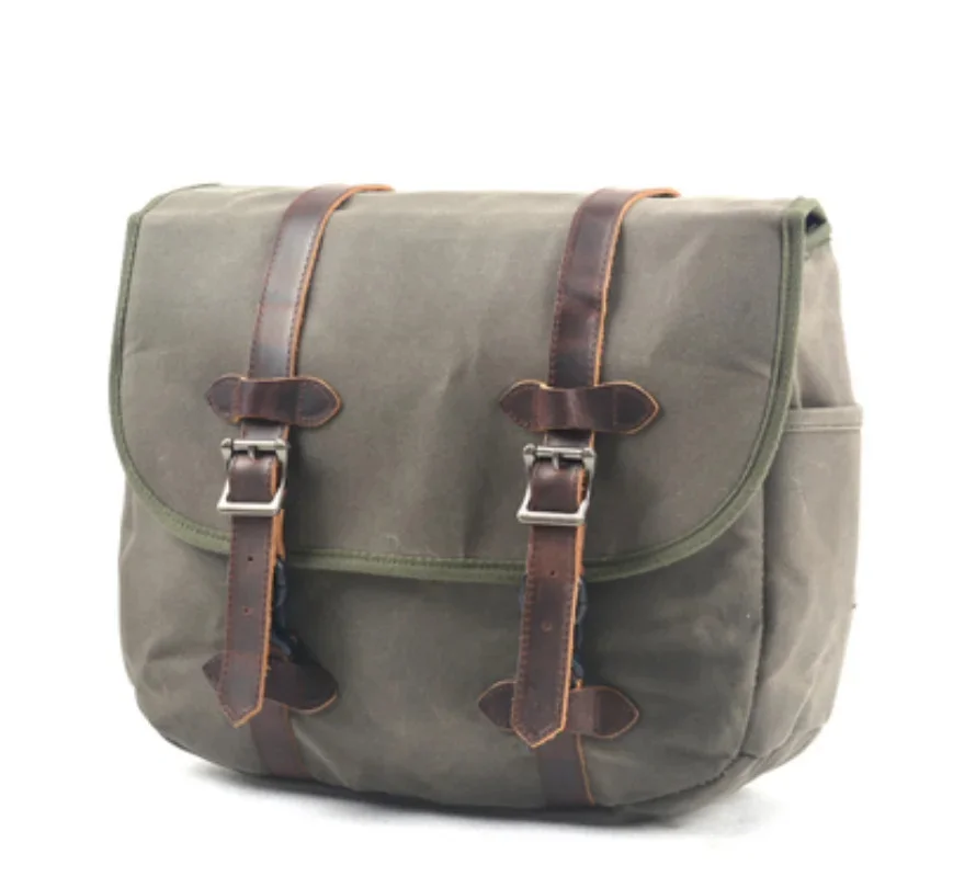 

Vintage Motorcycle Bag Outdoor Bicycle Motorcycle Bag Oil Wax Canvas Motorcycle Wax Dyed Canvas Side Bag