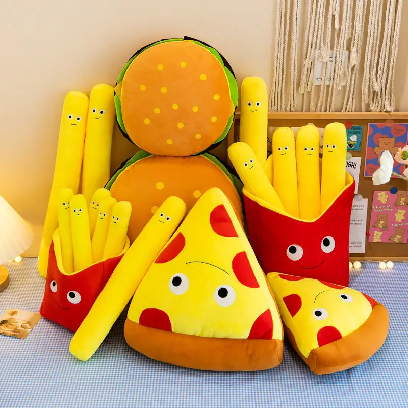 

Hamburger Fries Plush Toy Pizza Snack Pillow Bed Soft Doll Food Pillow Valentine's Day Creative Birthday Gift Anime Plushie