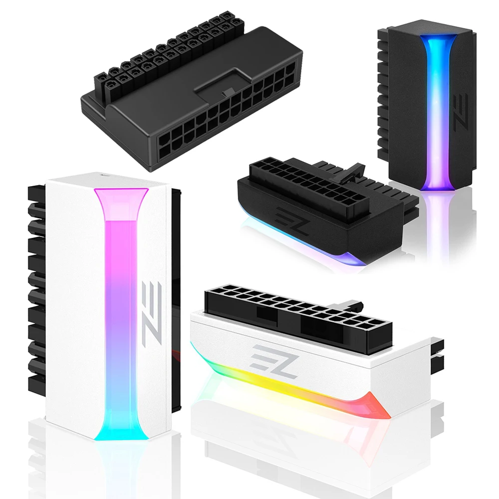 Atx 24 Pinos para 90 Graus Adaptador de Tomada de Alimentação Argb Mainboard Placa-mãe Cabo de Alimentação Modular Faça Você Mesmo Montagem Accessessory