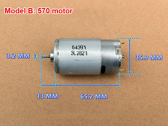 RS-555 550 Dual 3.17mm Shaft Micro 36mm Round Electric Motor DC 6V