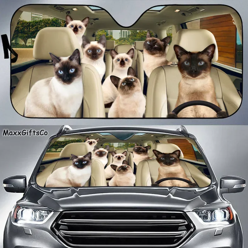 

Автомобильный солнцезащитный котенок Siamese, Солнцезащитный котенок для всей семьи сиамских кошек, аксессуары для украшения автомобиля, подарок для Da
