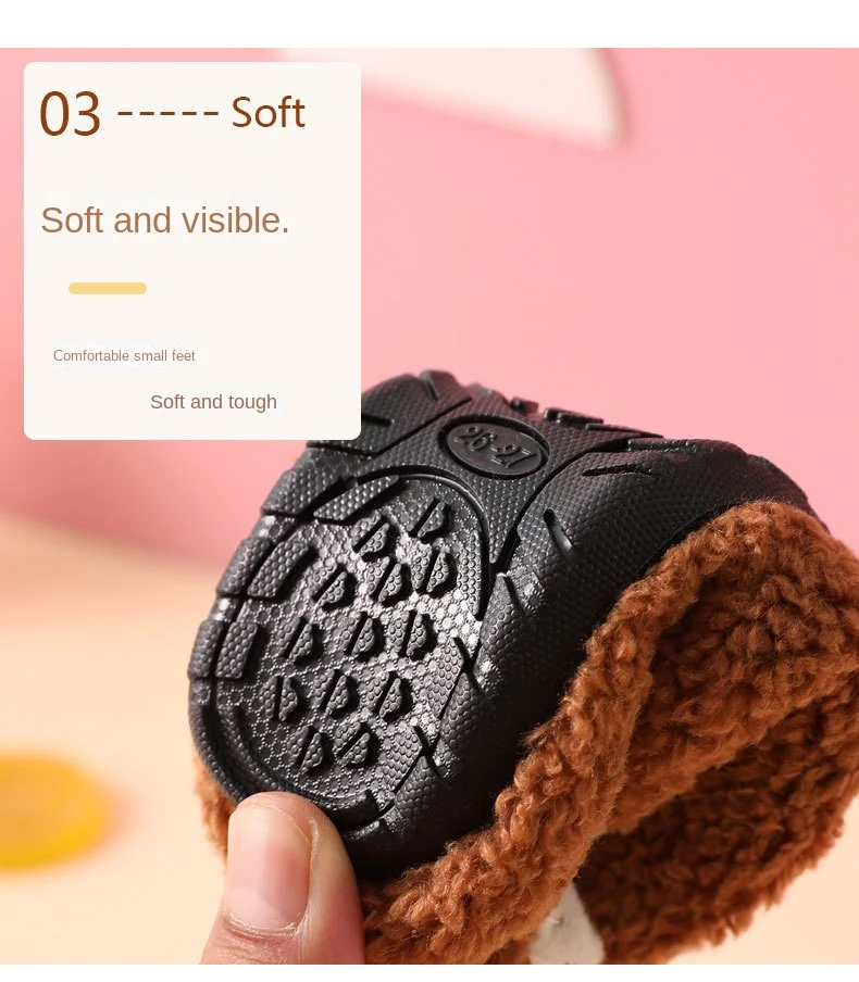 Kinder Baumwolle Hausschuhe Solide Warme Kinder Winter Hause Schuhe Jungen Mädchen Plüsch Boden Schuhe Indoor Weiche Sohle Anti-slip Baumwolle schuhe – Detail 6