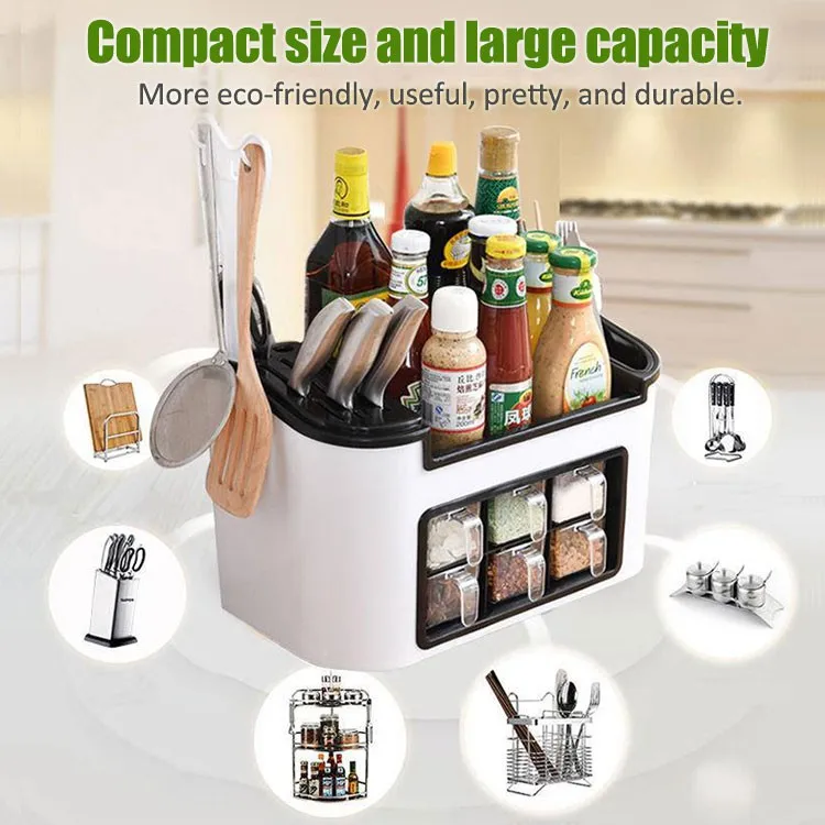 Scatola Di Condimento Multifunzionale Forniture Da Cucina Scatola Di Immagazzinaggio Multiuso Per Cucina Con Agitatore Di Sale Per Condimenti Domestic