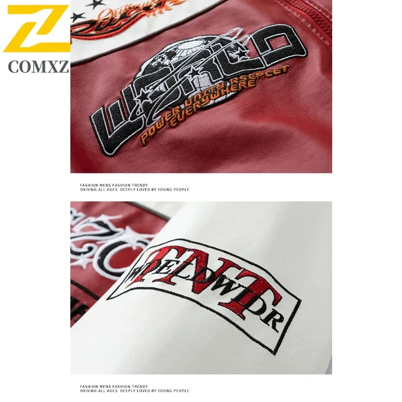 Men's Biker Jacket Stand Collar PU Leather Coat Water-Resistant Windproof Oversized Streetwear Motorcycle Outerwear Vintage 2025