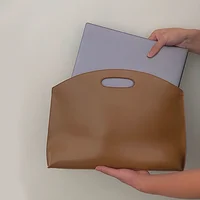 Women's Handbag New Large-capacity File Bag Fashionable Versatile Commuter Bag Leather Briefcase Envelope Clutch Bag - Image 5