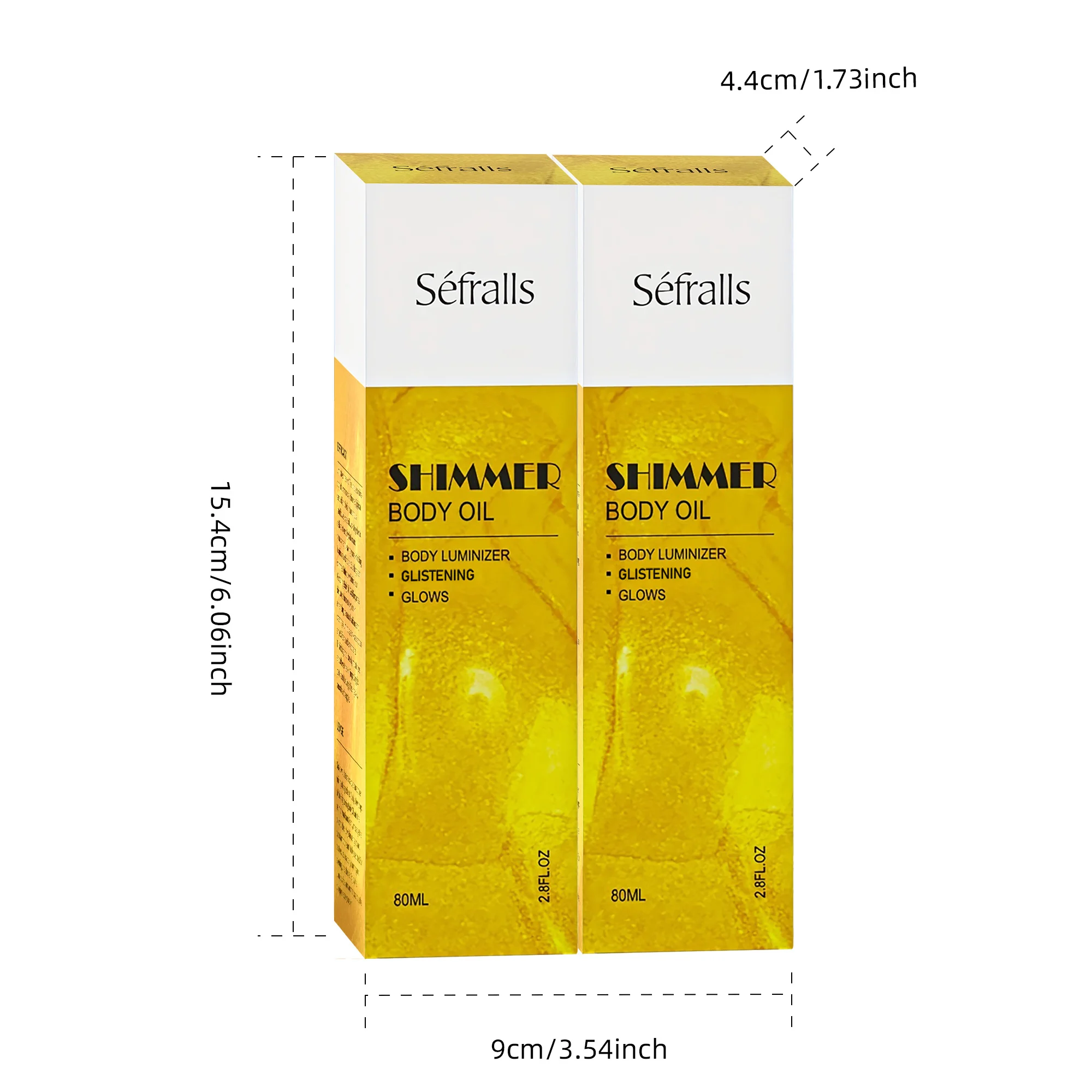 S&eacute;fralls 80ml x2pcs Shimmer Body Oil Lifting Firming Lighten Fine Lines Improve Sagging Skin Dullness Brightening Moisturizing