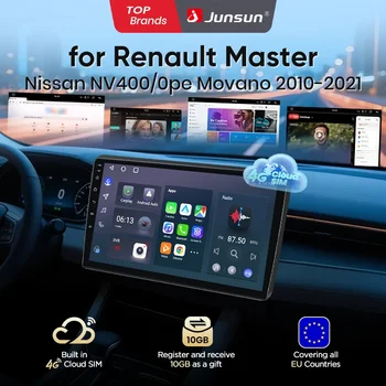 Junsun eSIM Android 14 inalámbrico CarPlay Android Auto Radio para Renault Master Nissan NV400 Opel Movano 2010-2021 Accesorios 1