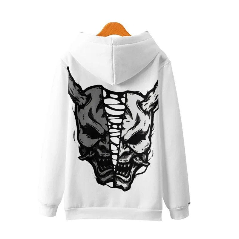 

Толстовки в стиле Харадзюку, пуловер, мужские повседневные белые свитшоты с принтом демона, модная уличная одежда в стиле хип-хоп, 2022