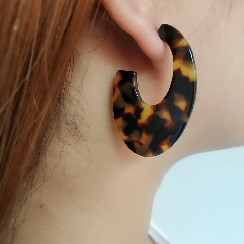 VIVILADY Fashion Office Oval Hoop Earrings Women Circle Acrylic Acetic Acid Brincos Boho Leopard Anniversary Jewelry Party Gifts