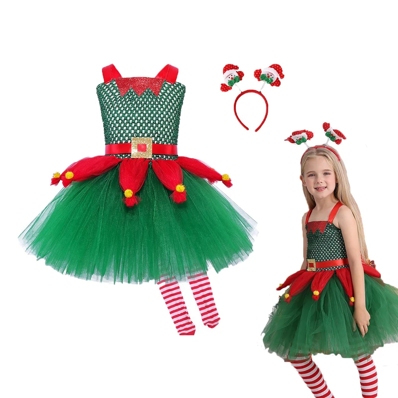 

Рождественское платье принцессы для маленьких девочек, одежда, юбка-пачка с Санта-Клаусом, детское зимнее платье для косплея, детский Рождественский Костюм