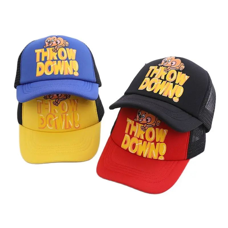 

Doitbest 2022 Boy Girl Hats Baseball Caps Korea Mesh Breathable letters Cartoon Summer Children Sun Hat Cute Kids Snapback Cap