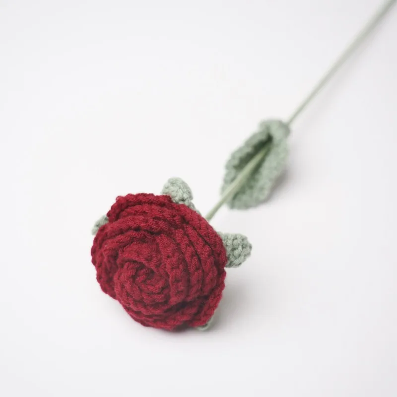 1–10 Stück gestrickter Blumenstrauß, handgefertigt, Sonnenblume, Rose, Garn, Dekoration für Valentinstag, Muttertag, Geburtstag, Geschenk, künstliche Blumen – Detail 5